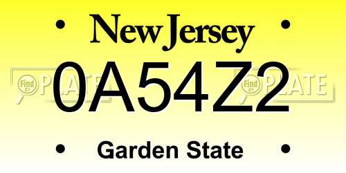 0A54Z2 New Jersey License Plate