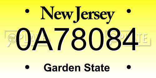 0A78084 New Jersey License Plate