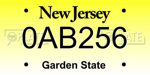 0AB256 New Jersey License Plate