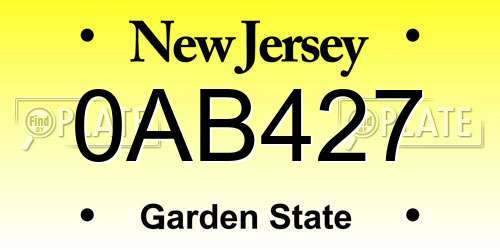 0AB427 New Jersey License Plate