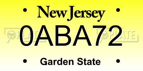 0ABA72 New Jersey License Plate