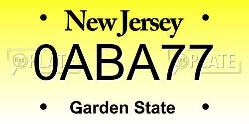 0ABA77 New Jersey License Plate