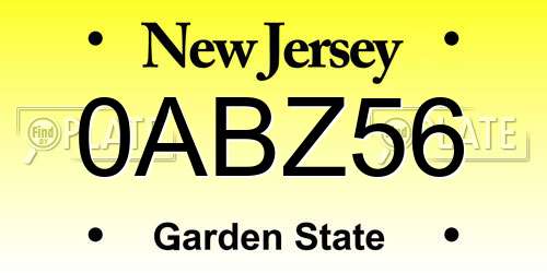0ABZ56 New Jersey License Plate