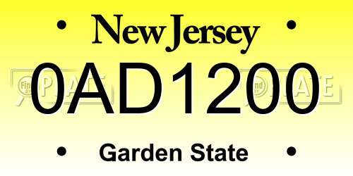0AD1200 New Jersey License Plate