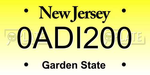 0ADI200 New Jersey License Plate