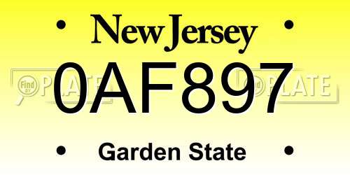 0AF897 New Jersey License Plate