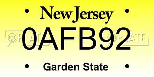 0AFB92 New Jersey License Plate