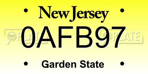 0AFB97 New Jersey License Plate