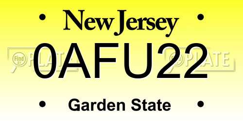 0AFU22 New Jersey License Plate
