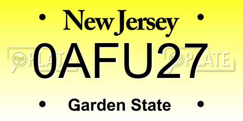 0AFU27 New Jersey License Plate