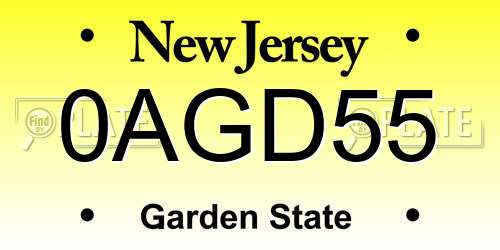 0AGD55 New Jersey License Plate