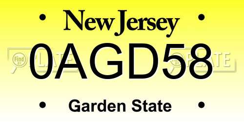 0AGD58 New Jersey License Plate