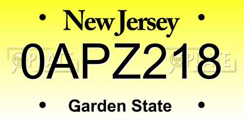 0APZ218 New Jersey License Plate