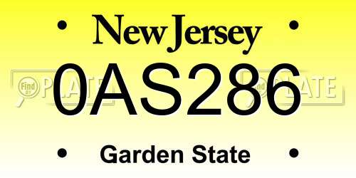0AS286 New Jersey License Plate