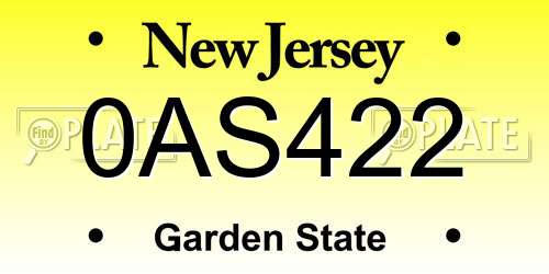 0AS422 New Jersey License Plate