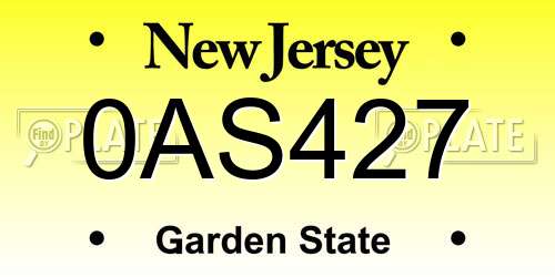 0AS427 New Jersey License Plate
