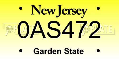 0AS472 New Jersey License Plate