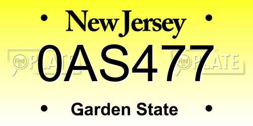 0AS477 New Jersey License Plate