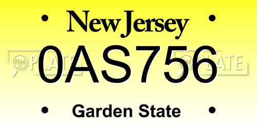 0AS756 New Jersey License Plate