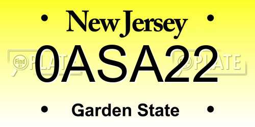 0ASA22 New Jersey License Plate