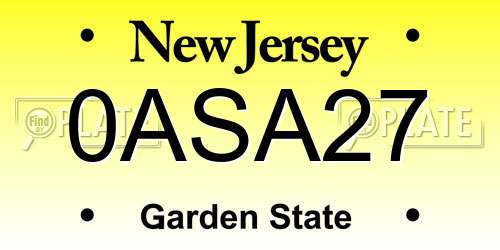 0ASA27 New Jersey License Plate