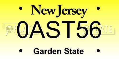 0AST56 New Jersey License Plate