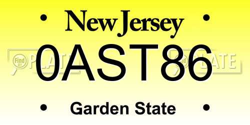 0AST86 New Jersey License Plate