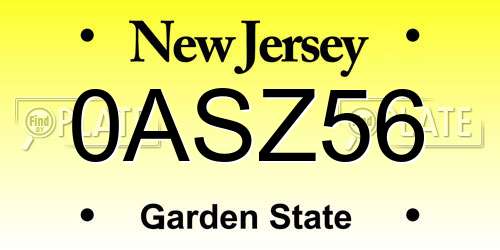 0ASZ56 New Jersey License Plate