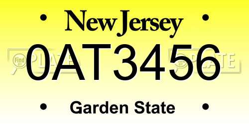 0AT3456 New Jersey License Plate