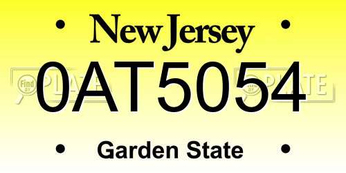 0AT5054 New Jersey License Plate