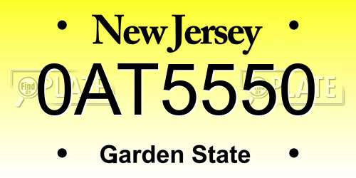 0AT5550 New Jersey License Plate