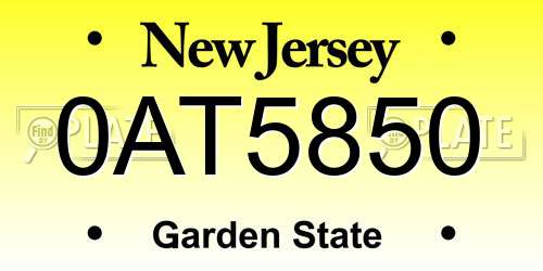 0AT5850 New Jersey License Plate
