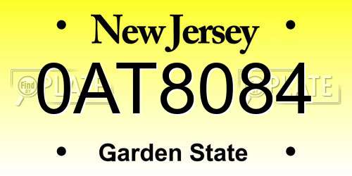 0AT8084 New Jersey License Plate
