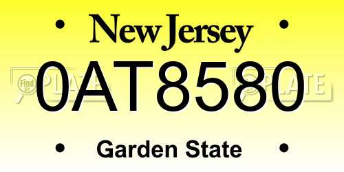 0AT8580 New Jersey License Plate