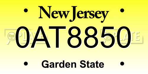 0AT8850 New Jersey License Plate