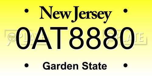 0AT8880 New Jersey License Plate