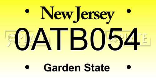 0ATB054 New Jersey License Plate