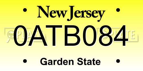 0ATB084 New Jersey License Plate
