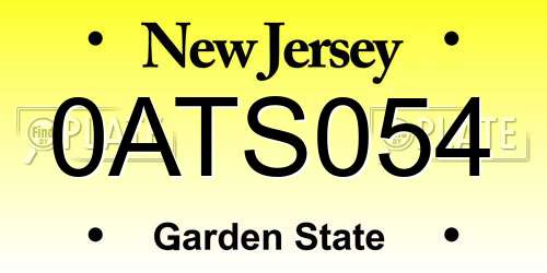 0ATS054 New Jersey License Plate