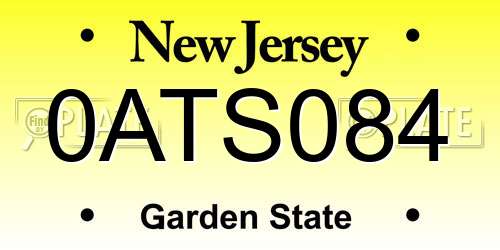 0ATS084 New Jersey License Plate