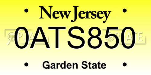 0ATS850 New Jersey License Plate