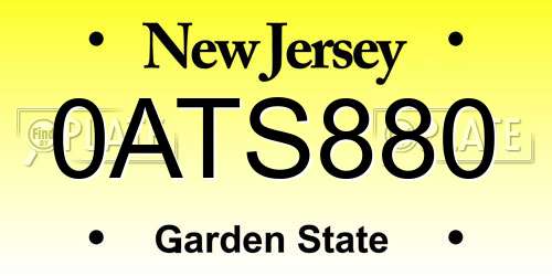0ATS880 New Jersey License Plate