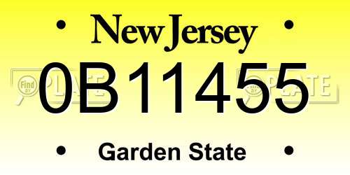 0B11455 New Jersey License Plate