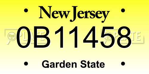 0B11458 New Jersey License Plate