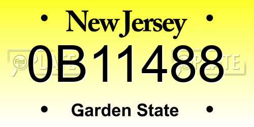 0B11488 New Jersey License Plate