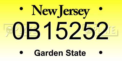 0B15252 New Jersey License Plate