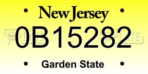 0B15282 New Jersey License Plate