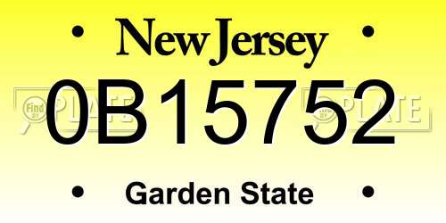 0B15752 New Jersey License Plate