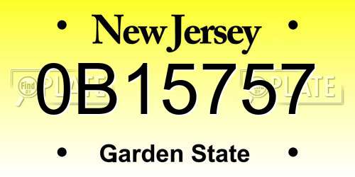 0B15757 New Jersey License Plate