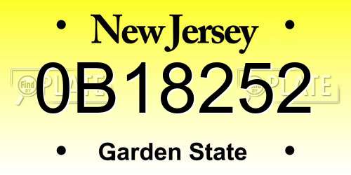 0B18252 New Jersey License Plate